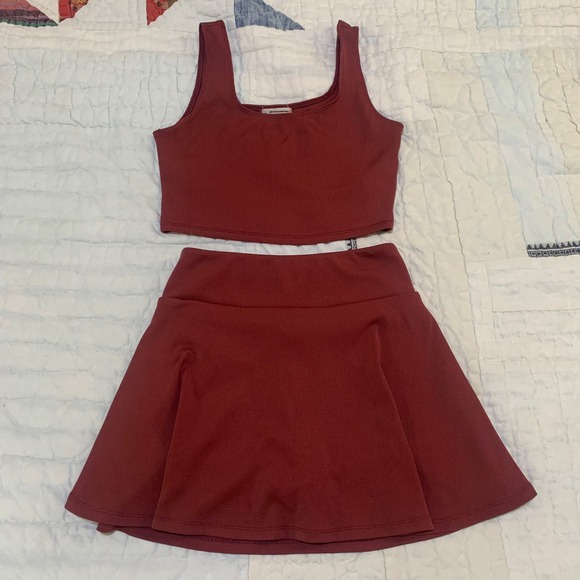 Free People Movement Dresses & Skirts - Free People Movement Skirt and Crop Top Set Burgundy Red XS NWOT
